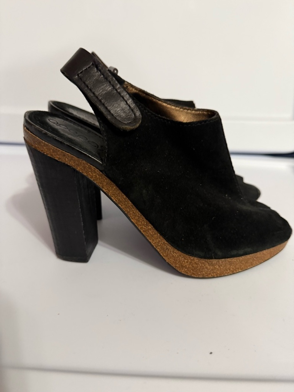 Anthropologie Apepazza Suede Leather Booties Peep Toe Platform Heels PARMA Size9